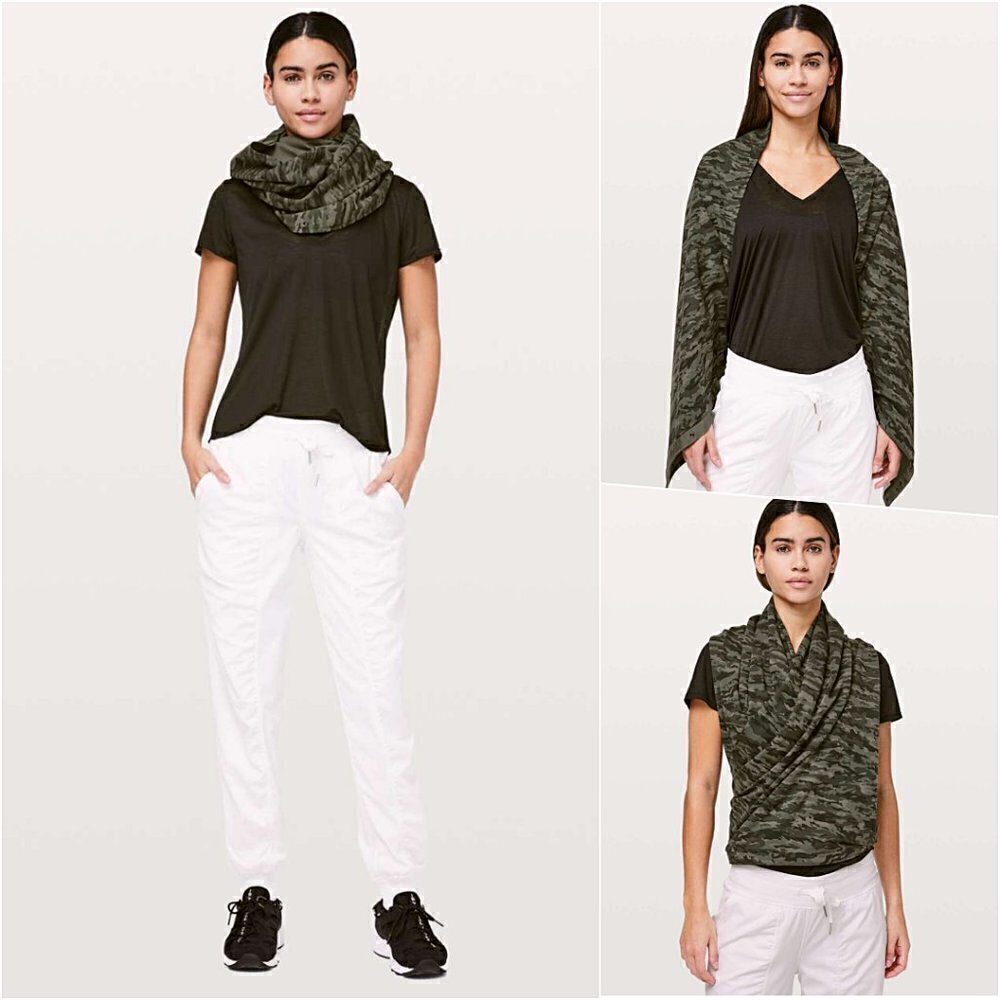 Lululemon Scarf Shawl Wrap Green Camouflage NWT